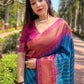 Rajwada Blue Woven Design Soft Silk Saree With Unstitched Blouse For Women