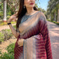 Rajwada Maroon Woven Design Soft Silk Saree With Unstitched Blouse For Women