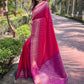 Rajwada Pink Woven Design Soft Silk Saree With Unstitched Blouse For Women