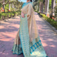 Rajwada Beige Woven Design Tissue Silk Saree With Unstitched Blouse For Women
