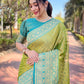 Rajwada Olive Woven Design Tissue Silk Saree With Unstitched Blouse For Women