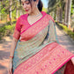 Rajwada Grey Woven Design Tissue Silk Saree With Unstitched Blouse For Women