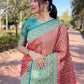 Rajwada Pink Woven Design Tissue Silk Saree With Unstitched Blouse For Women