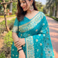 Rajwada Blue Woven Design Organza Saree With Unstitched Blouse For Women