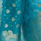 Rajwada Blue Woven Design Organza Saree With Unstitched Blouse For Women