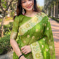 Rajwada Olive Woven Design Organza Saree With Unstitched Blouse For Women