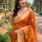 Rajwada Orange Woven Design Organza Saree With Unstitched Blouse For Women