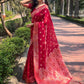 Rajwada Red Woven Design Organza Saree With Unstitched Blouse For Women