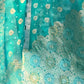 Rajwada Teal Woven Design Organza Saree With Unstitched Blouse For Women