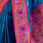 Rajwada Blue Woven Design Silk Blend Saree With Unstitched Blouse For Women