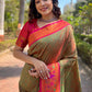 Rajwada Olive Woven Design Silk Blend Saree With Unstitched Blouse For Women