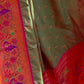 Rajwada Olive Woven Design Silk Blend Saree With Unstitched Blouse For Women