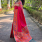 Rajwada Pink Woven Design Silk Blend Saree With Unstitched Blouse For Women
