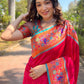 Rajwada Pink Woven Design Silk Blend Saree With Unstitched Blouse For Women