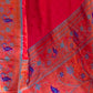 Rajwada Red Woven Design Silk Blend Saree With Unstitched Blouse For Women