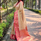 Rajwada Beige Woven Design Tissue Silk Saree With Unstitched Blouse For Women