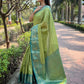 Rajwada Olive Woven Design Tissue Silk Saree With Unstitched Blouse For Women