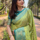 Rajwada Olive Woven Design Tissue Silk Saree With Unstitched Blouse For Women