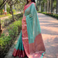 Rajwada Teal Woven Design Tissue Silk Saree With Unstitched Blouse For Women
