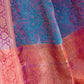 Rajwada Navy Blue Woven Design Silk Blend Saree With Unstitched Blouse For Women