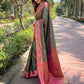 Rajwada Green Woven Design Silk Blend Saree With Unstitched Blouse For Women