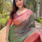Rajwada Green Woven Design Silk Blend Saree With Unstitched Blouse For Women