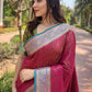 Rajwada Pink Woven Design Silk Blend Saree With Unstitched Blouse For Women