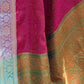Rajwada Pink Woven Design Silk Blend Saree With Unstitched Blouse For Women