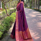 Rajwada Purple Woven Design Silk Blend Saree With Unstitched Blouse For Women