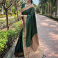 Rajwada Green Woven Design Silk Blend Saree With Unstitched Blouse For Women