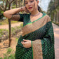 Rajwada Green Woven Design Silk Blend Saree With Unstitched Blouse For Women