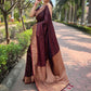 Rajwada Maroon Woven Design Silk Blend Saree With Unstitched Blouse For Women