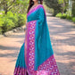 Rajwada Blue Woven Design Soft Silk Saree With Unstitched Blouse For Women