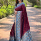 Rajwada Maroon Woven Design Soft Silk Saree With Unstitched Blouse For Women