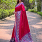 Rajwada Red Woven Design Soft Silk Saree With Unstitched Blouse For Women