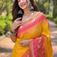Rajwada Yellow Woven Design Soft Silk Saree With Unstitched Blouse For Women