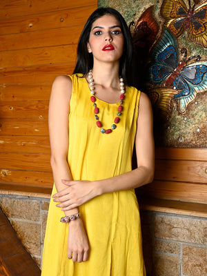 Rajwada Women Stylish Red And White Beads Western Necklace Set