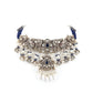 Rajwada Women Royal Blue And White Heavy Bridal Necklace Set With Statement Earrings