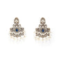 Rajwada Women Royal Blue And White Heavy Bridal Necklace Set With Statement Earrings