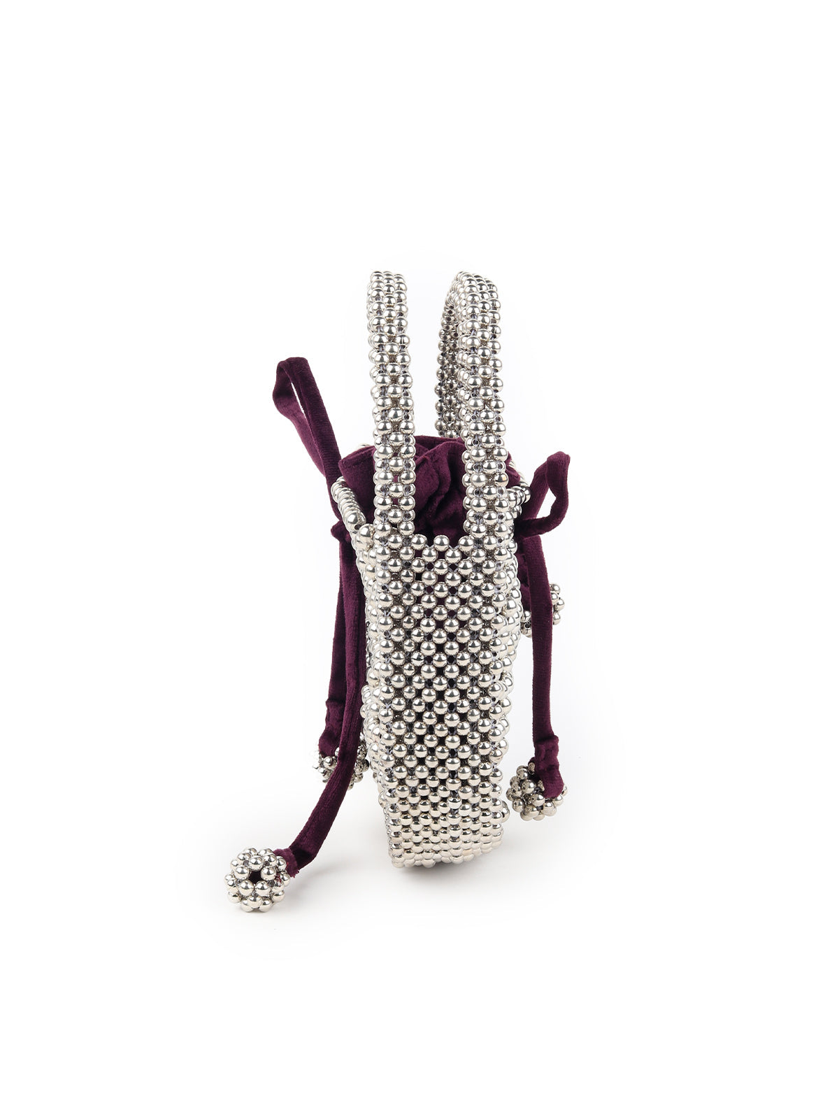 Rajwada - Purple Velvet Potli Bag Encased in Beads