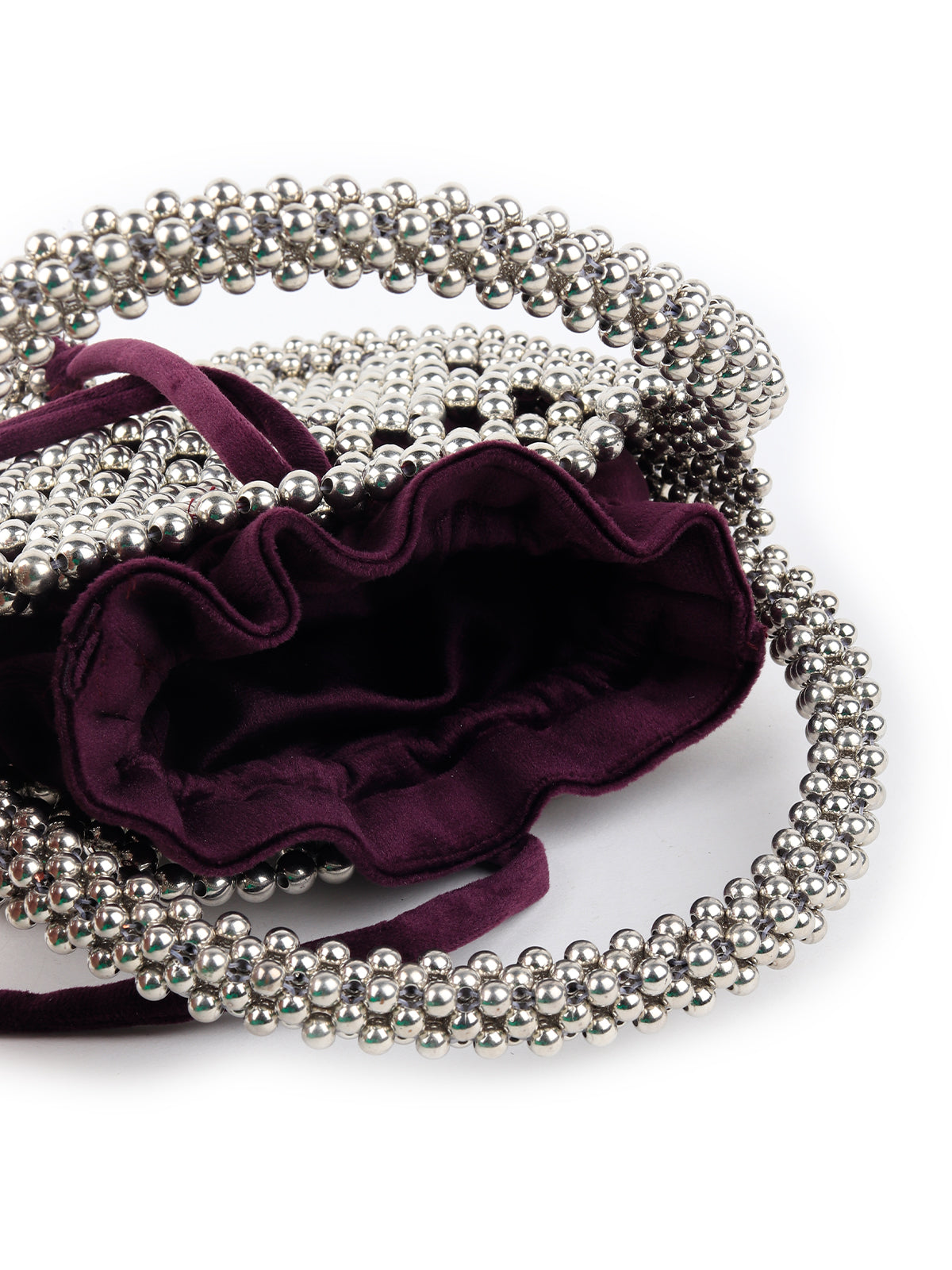 Rajwada - Purple Velvet Potli Bag Encased in Beads