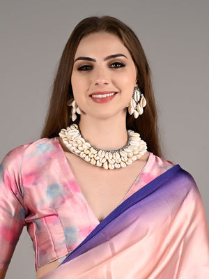 Rajwada Women White Seashell Necklace Set With Earrings