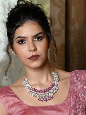 Rajwada Women Stylish Pink And White Necklace Set