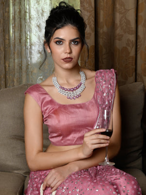 Rajwada Women Stylish Pink And White Necklace Set