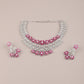 Rajwada Women Stylish Pink And White Necklace Set