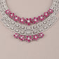 Rajwada Women Stylish Pink And White Necklace Set