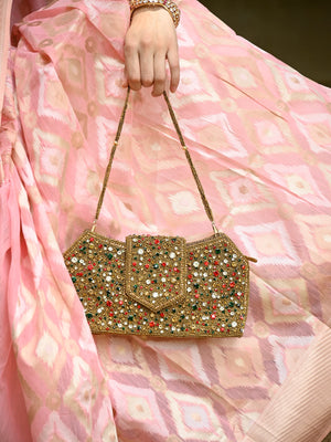 Rajwada - Golden Gems Encrusted Clutch Bag
