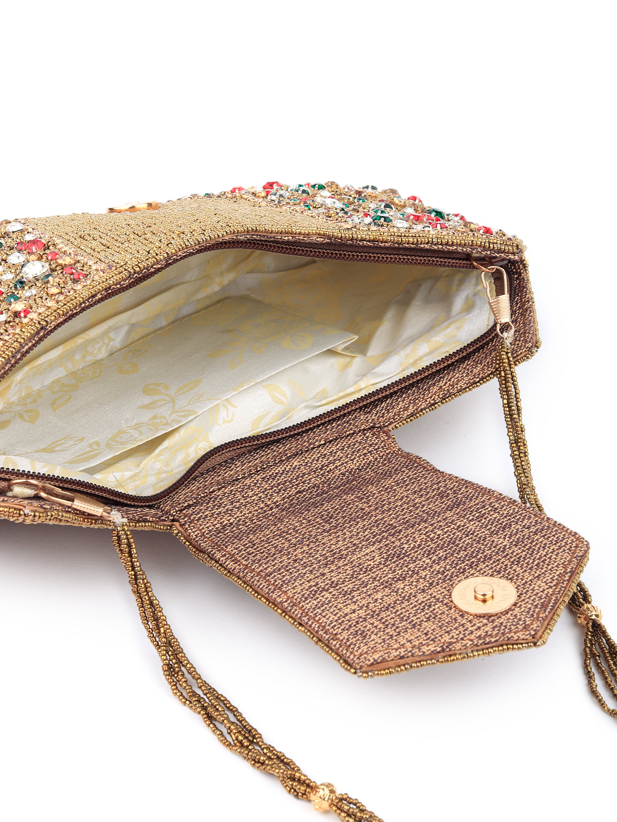 Rajwada - Golden Gems Encrusted Clutch Bag