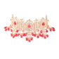 Rajwada Women Maroon And White Bridal Kundan Choker Necklace Set With Mangtika