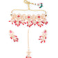 Rajwada Women Maroon And White Bridal Kundan Choker Necklace Set With Mangtika